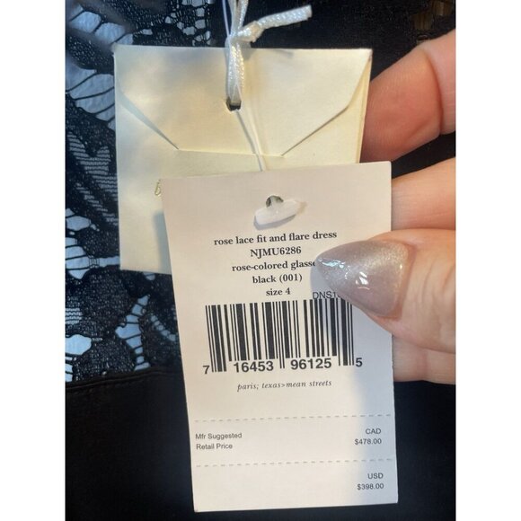 NWT Kate Spade New York Rose Lace open back dress Black Size 4 - Picture 8 of 10